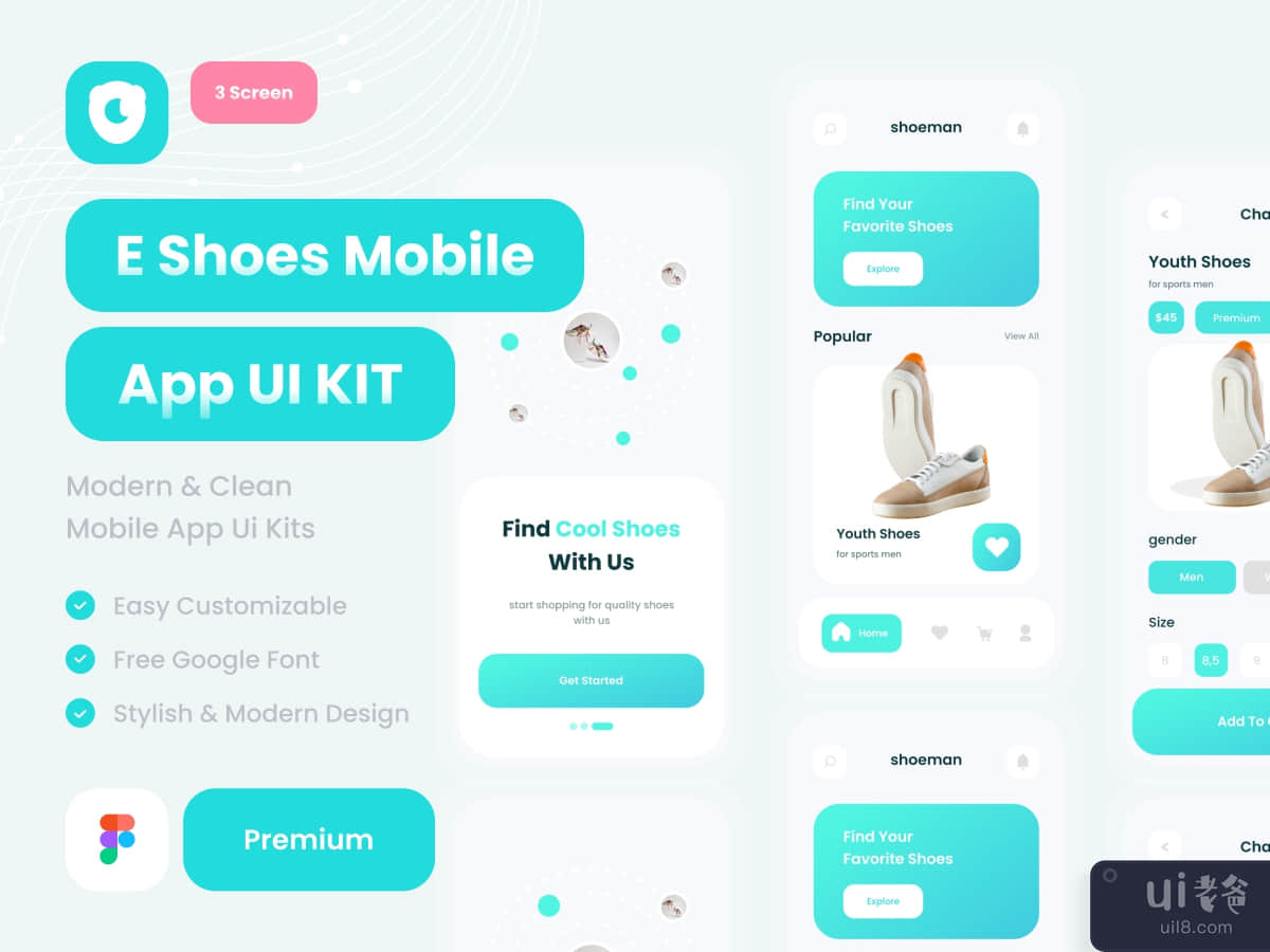 E Shoes Mobile App Ui kits Template App