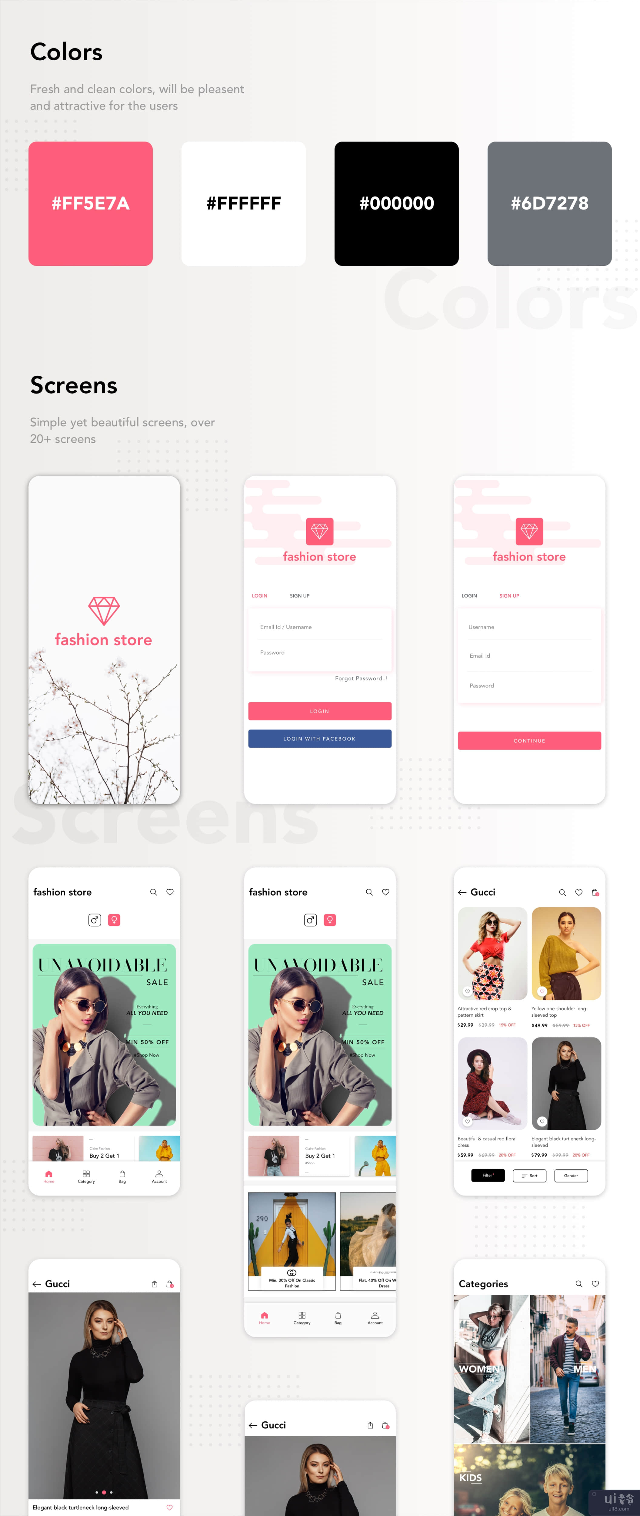 时尚商店 iOS UI 套件(Fashion Store iOS UI Kit)插图1