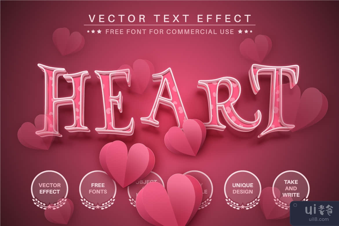 爱心 - 可编辑的文字效果，字体样式(Love Heart - Editable Text Effect, Font Style)插图3
