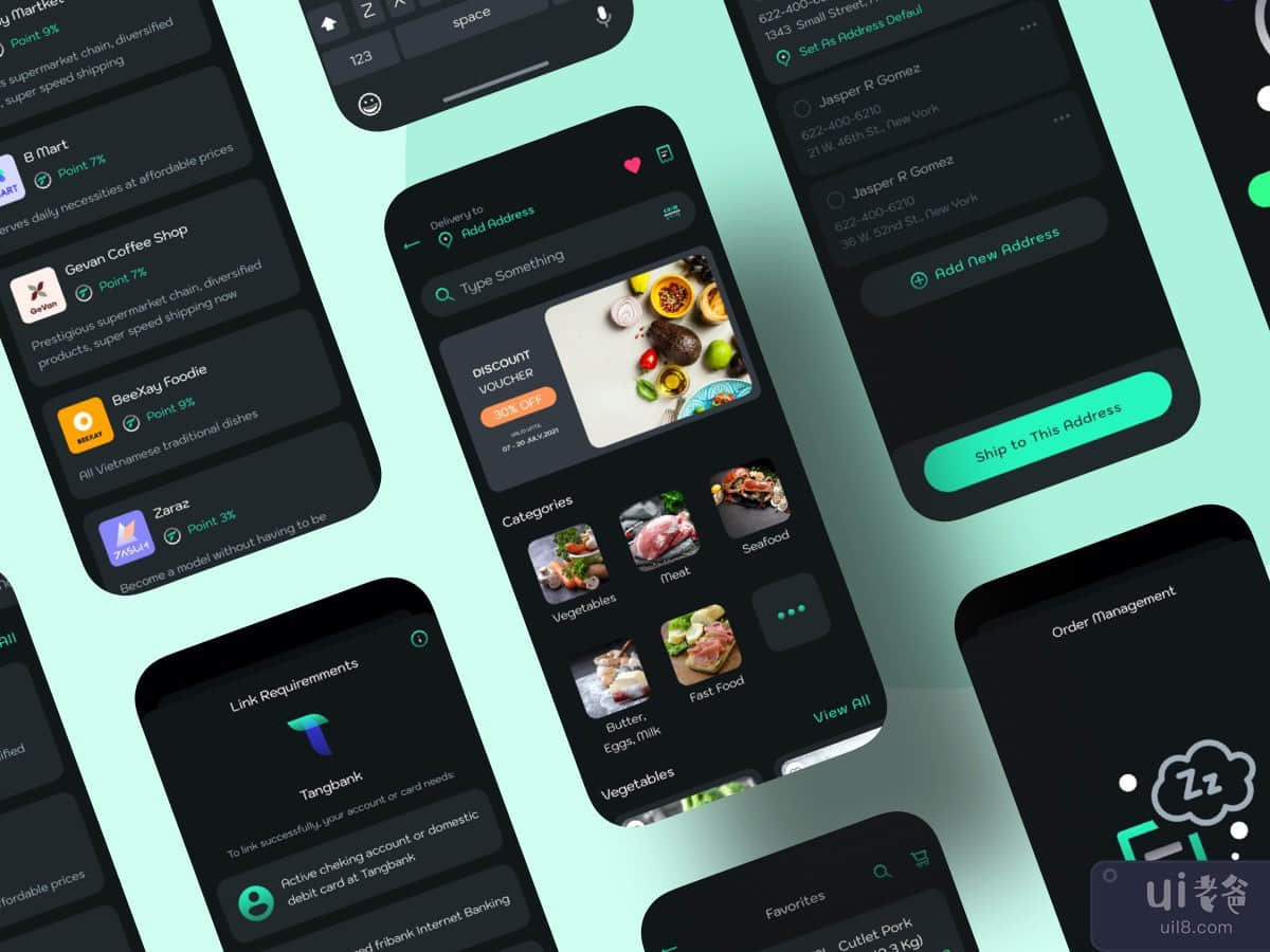 食品 - 市场数字钱包移动 UI 套件(Food - Market Digital Wallet Mobile UI Kit)插图1
