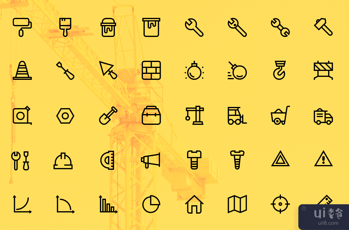 建筑工程图标(Construction Works Icons)插图