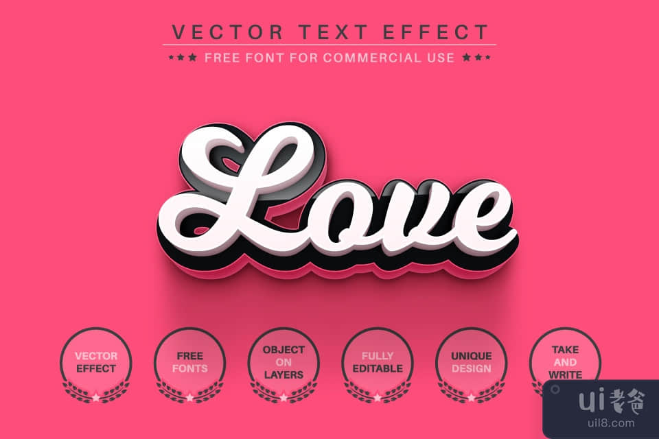 深粉色 - 可编辑的文字效果，字体样式(Dark Pink - Editable Text Effect, Font Style)插图3