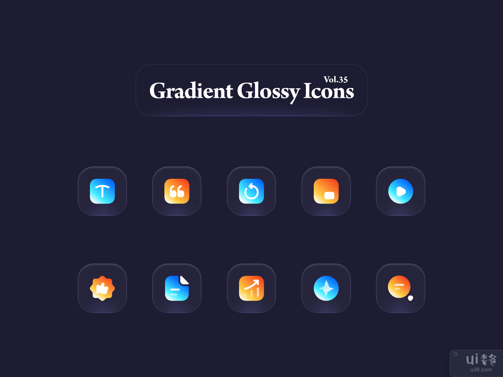 渐变光泽图标 Vol.35(Gradient Glossy Icons Vol.35)插图