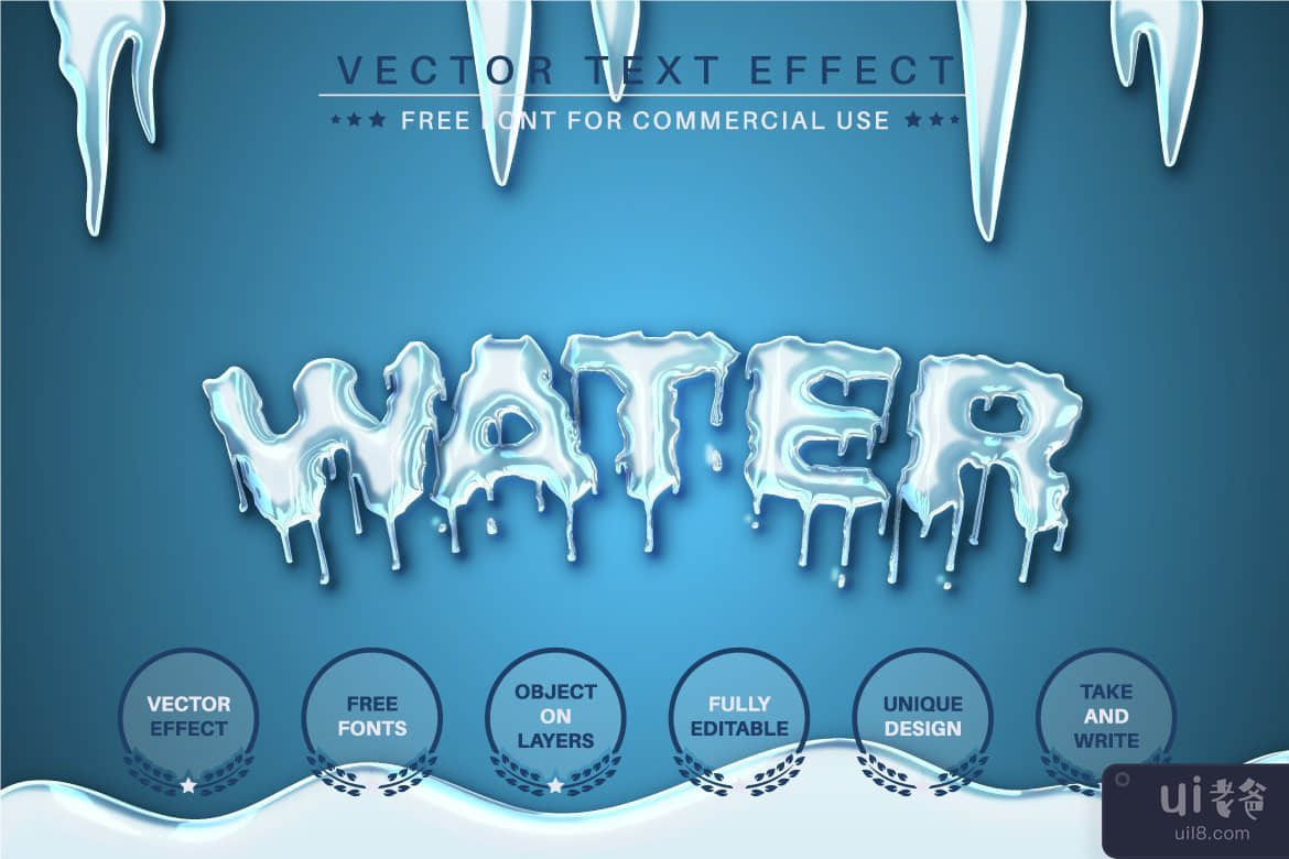 Winter Ice - 可编辑的文字效果，字体样式(Winter Ice -  Editable Text Effect, Font Style)插图2