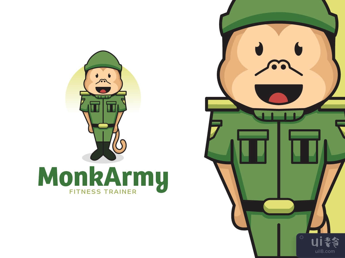 Cute Army Monkey Mascot Logo Templates