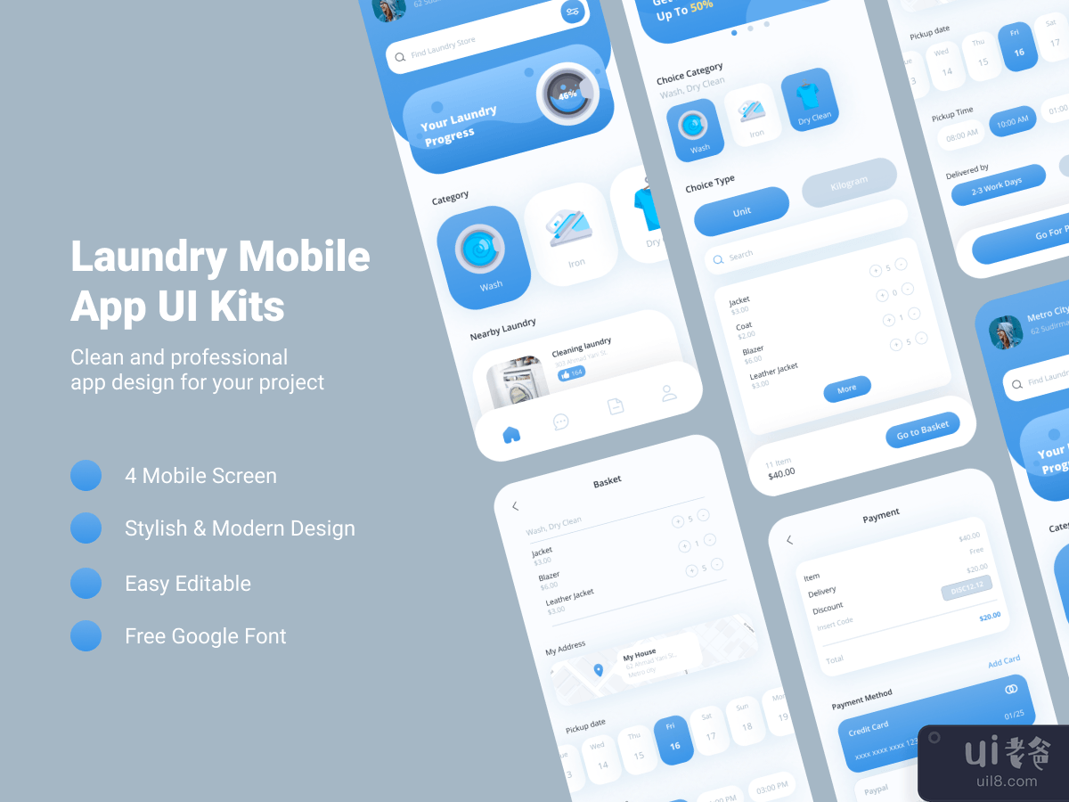 Laundry Mobile App UI Kits