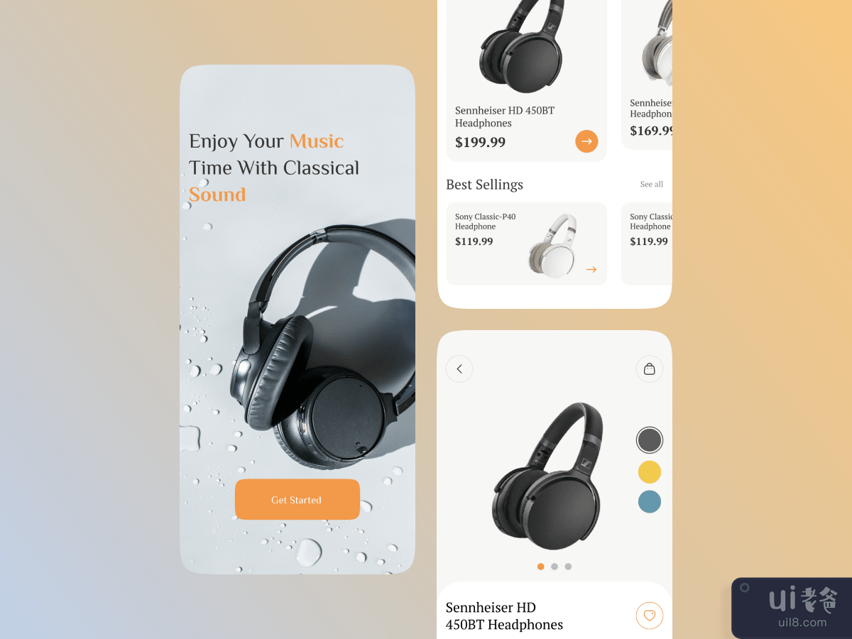 电子商务耳机应用概念(E-Commerce Headphone App Concept)插图1