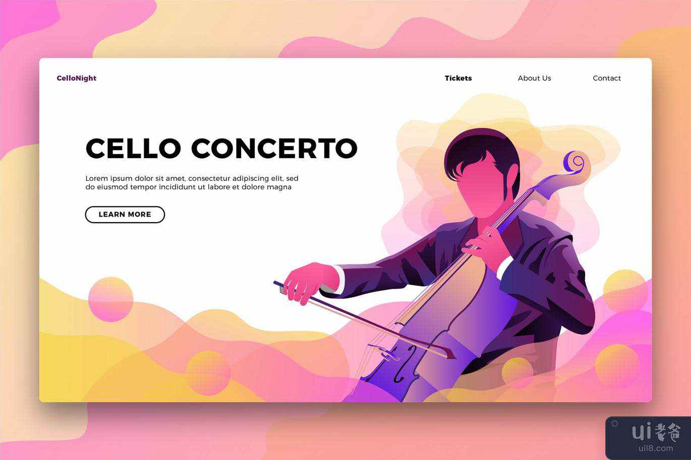大提琴音乐 - 横幅和登陆页面(Cello Music - Banner & Landing Page)插图