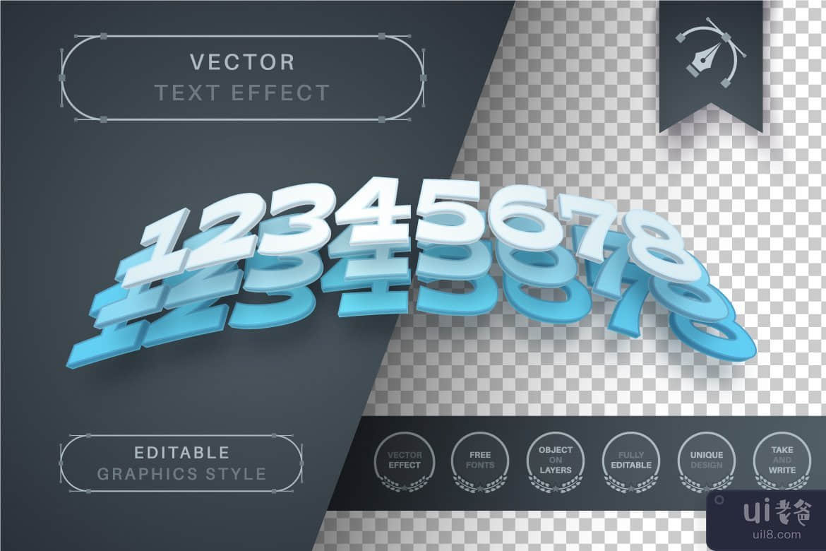 蓝色图层 - 可编辑的文本效果，字体样式(Blue Layers - Editable Text Effect, Font Style)插图3