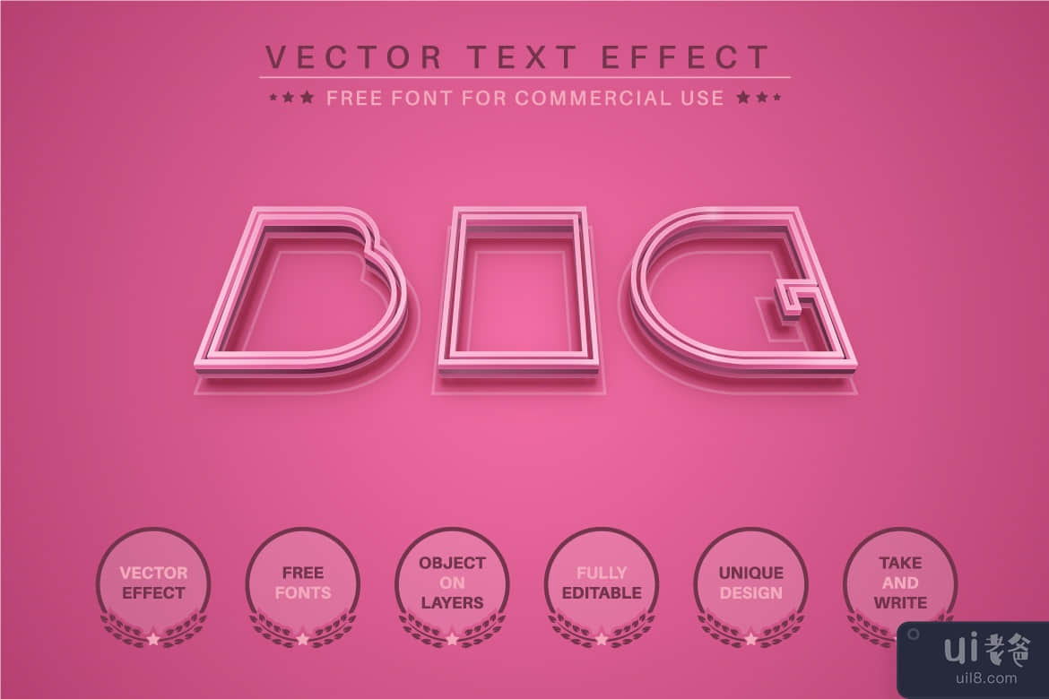 粉红色笔划 - 可编辑的文本效果、字体样式(Pink stroke - editable text effect, font style)插图