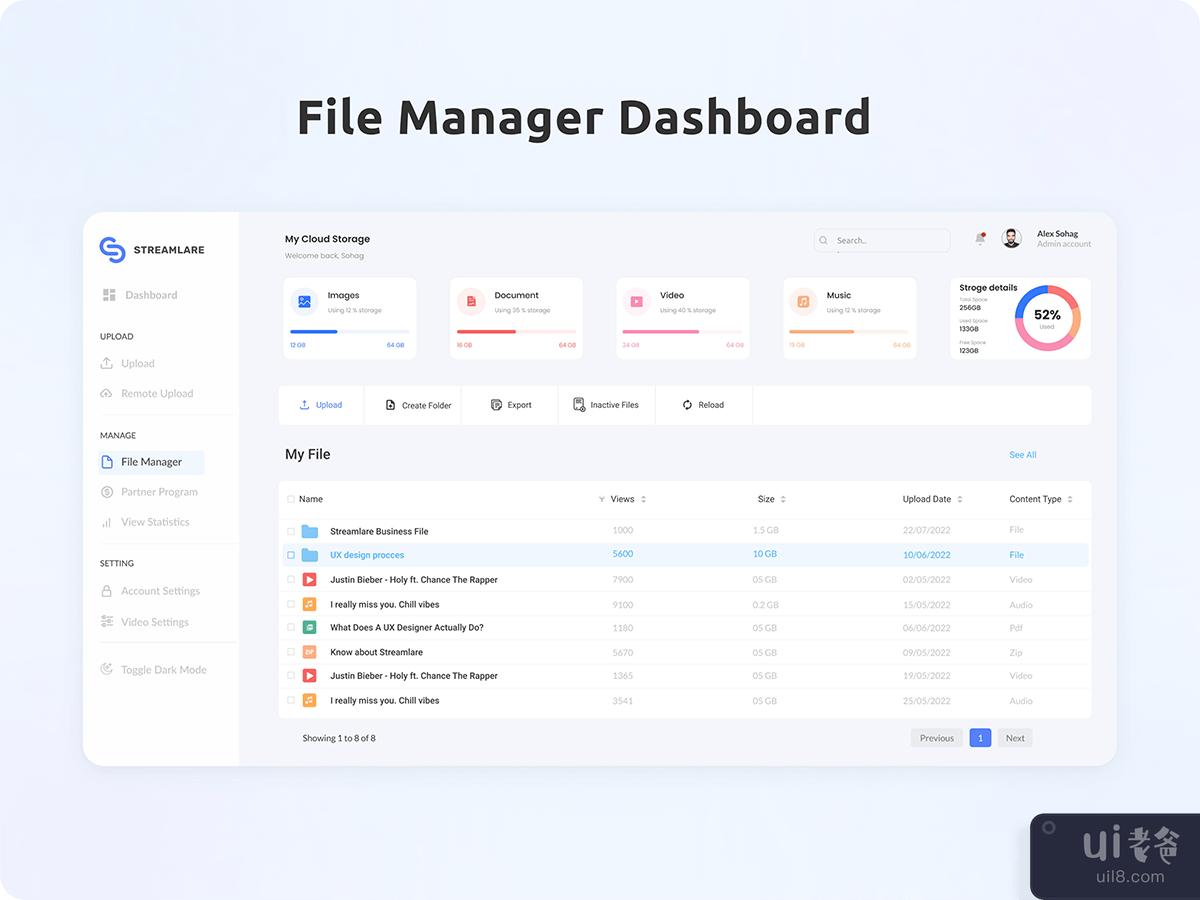 File Manager Dashboard web UI kit