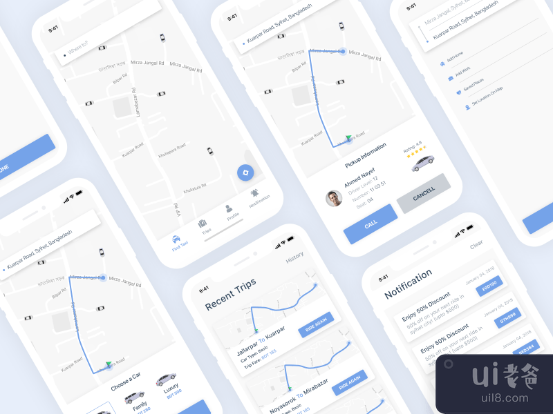 出租车预订移动应用程序 UI 套件(Taxi Booking Mobile App UI Kit)插图4