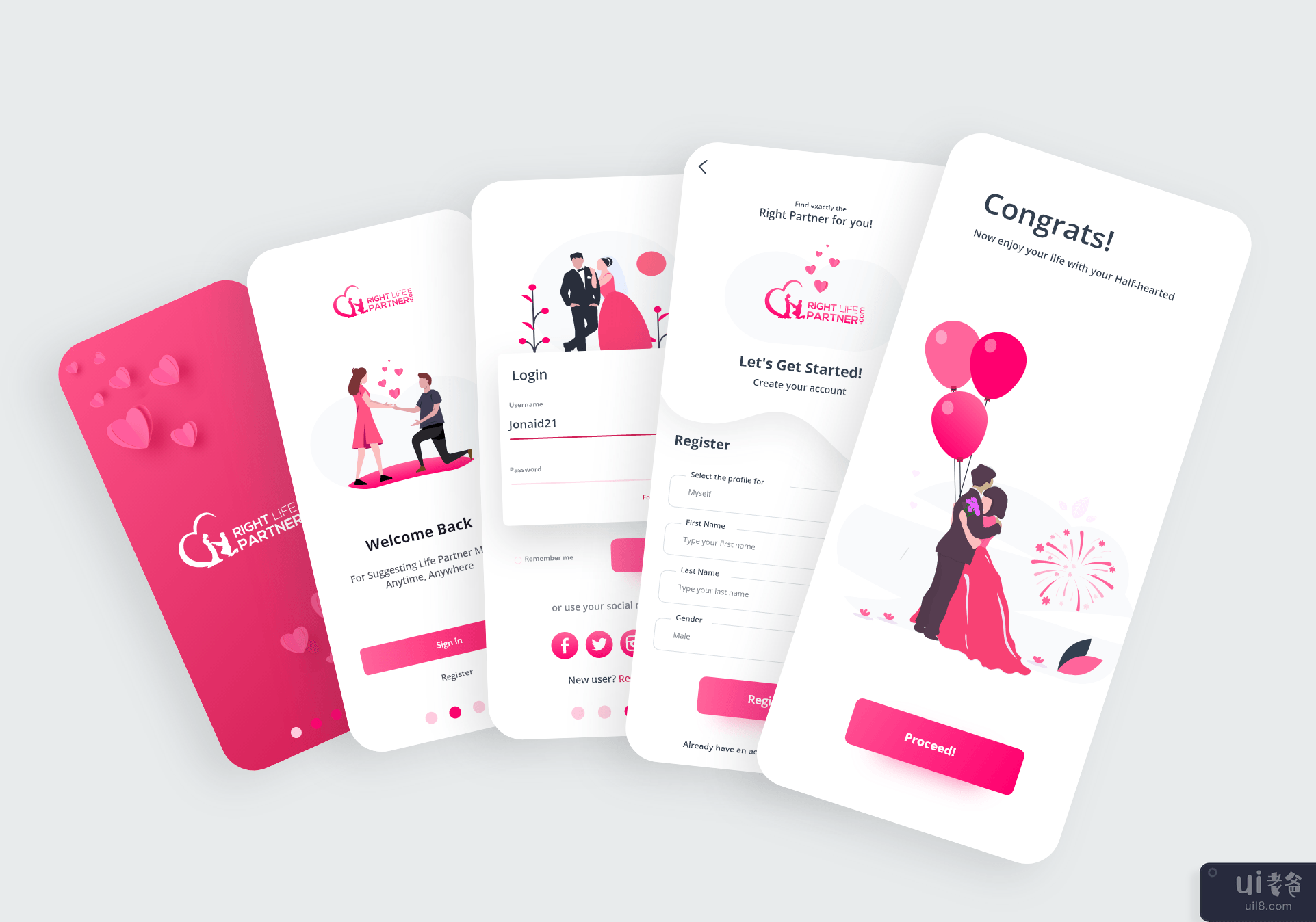 婚礼应用程序 UI 概念(Wedding app UI Concept)插图4