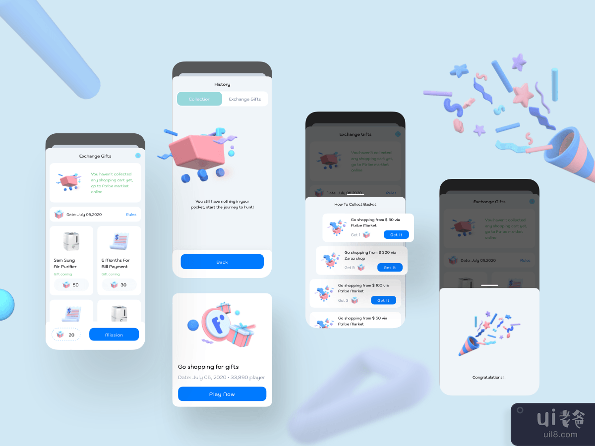 Change Gift (Game) - Digital Wallet Mobile Ui kits	