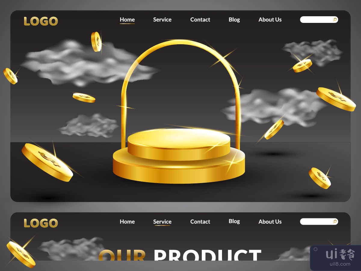 Gold cylinder podium for product display
