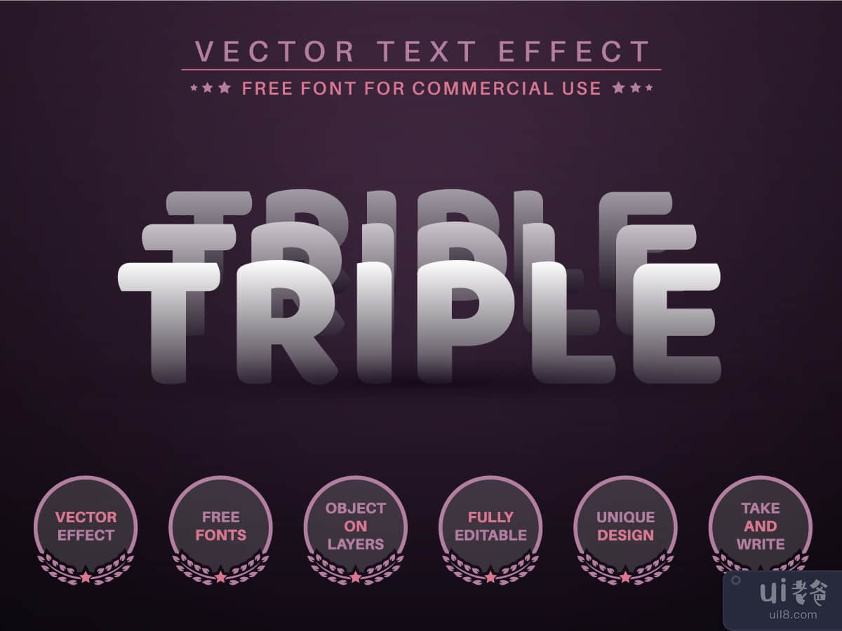 Tripple Sticker - Editable Text Effect, Font Style
