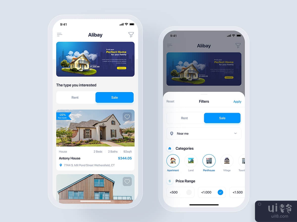 Real Estate mobile app concept