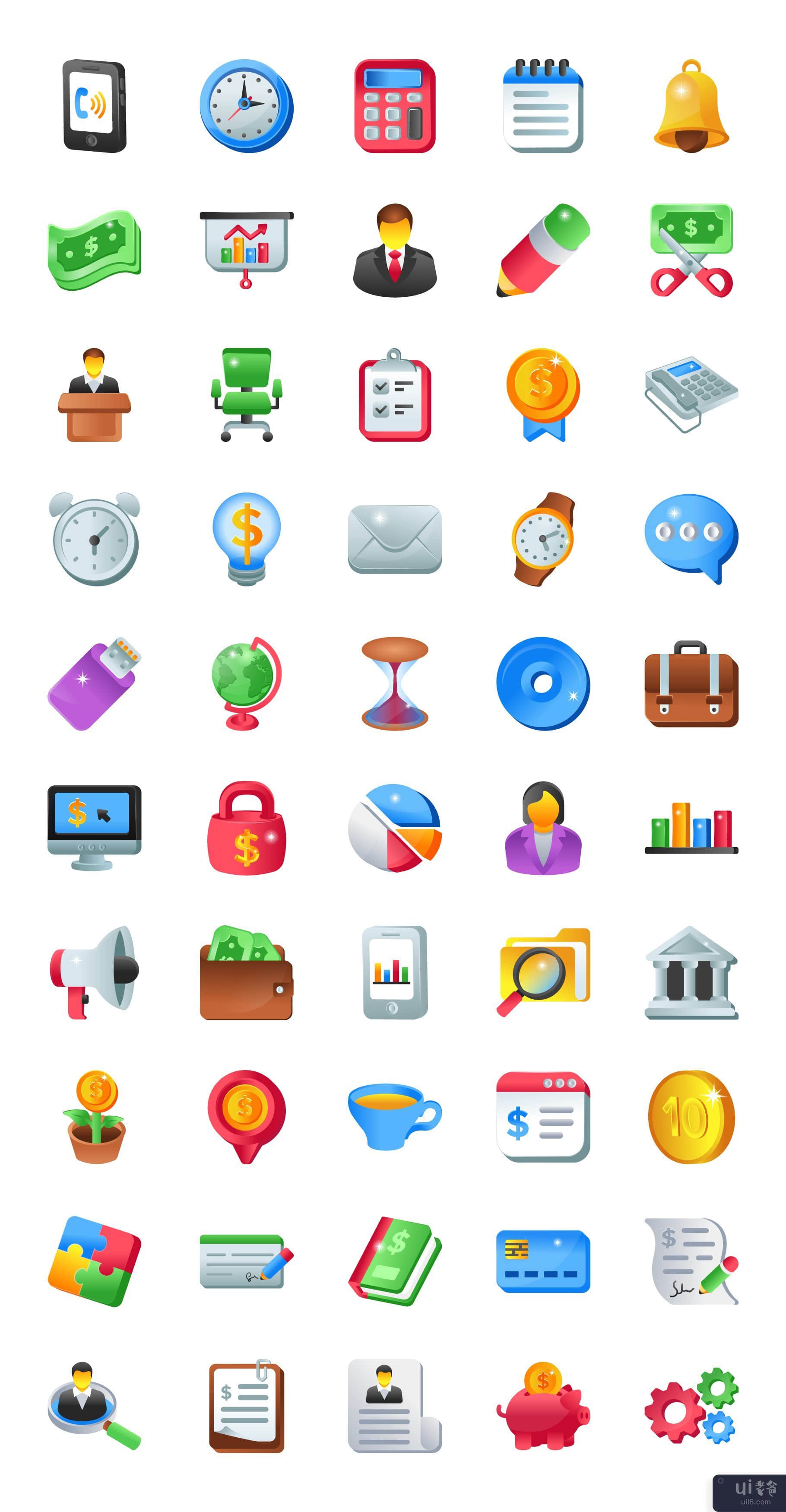 50 个商务平面图标(50 Business Flat Icons)插图