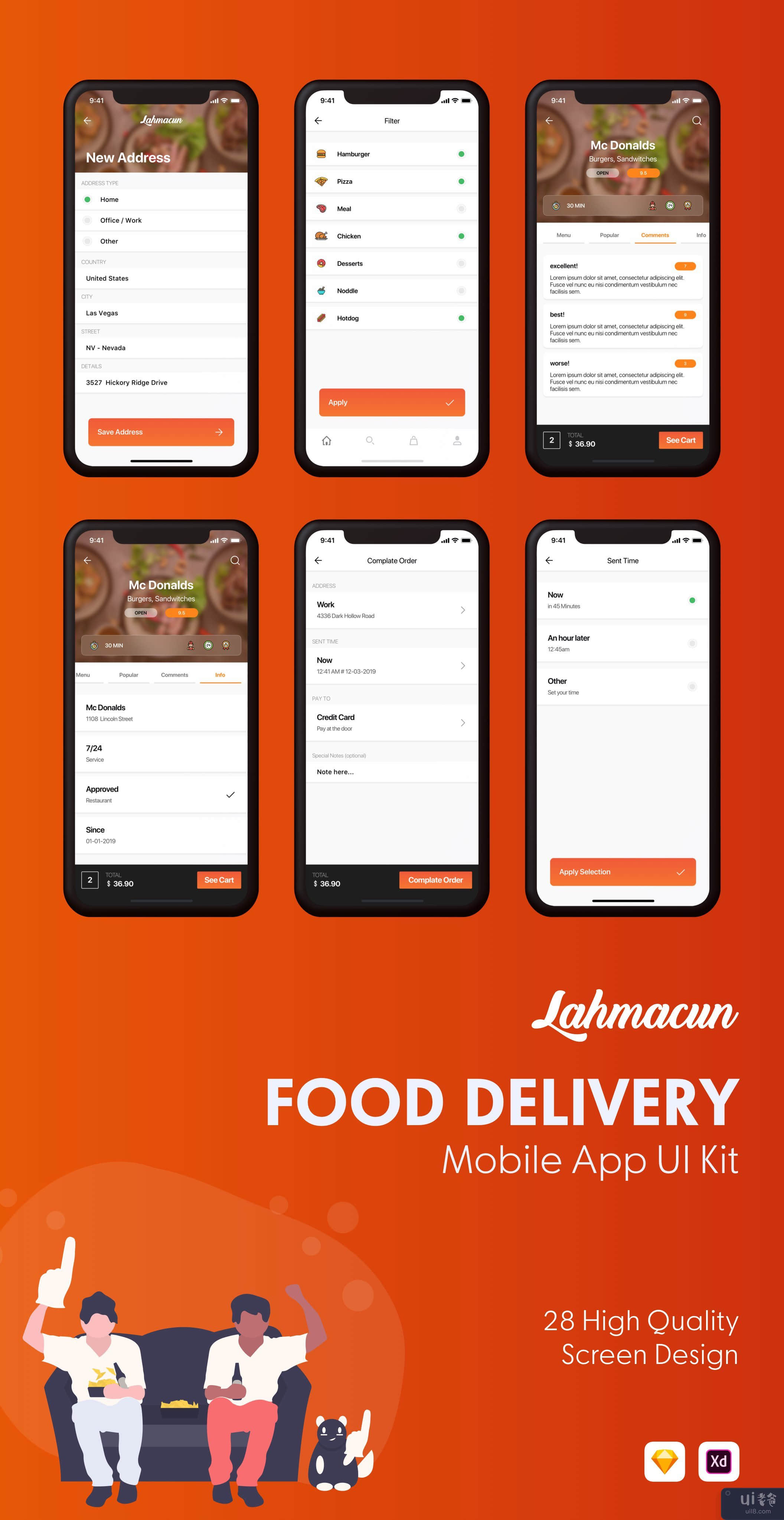 Lahmacun - 送餐移动应用程序 UI 套件(Lahmacun - Food Delivery Mobile App UI Kit)插图2