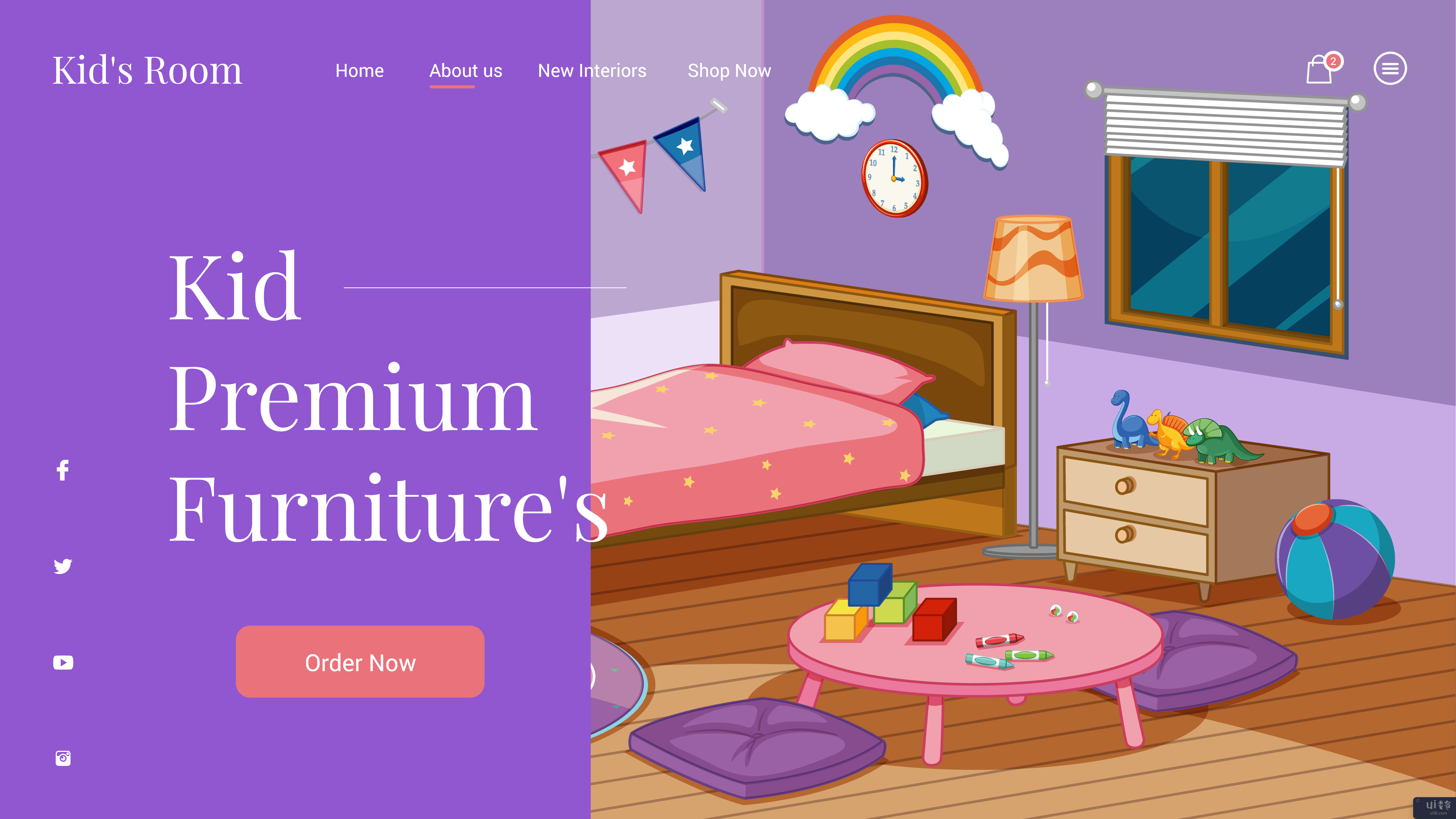 Kid Premium Furniture 的登陆页面 - 家具的网页模板(Kid Premium Furniture's Landing Page - Furniture's Web Template)插图1