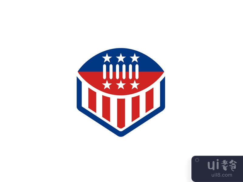 American Football USA Flag Crest Icon