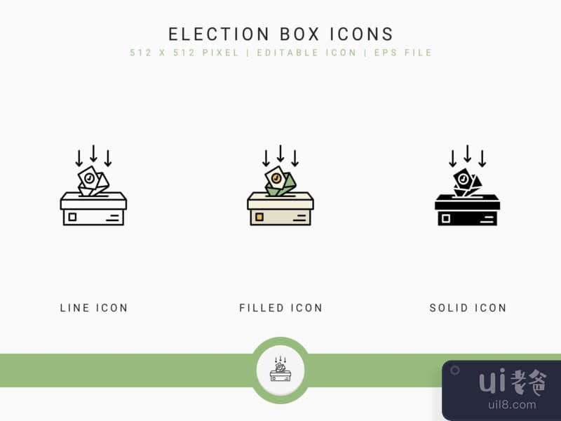 Election box icons set vector illustration with solid icon line style