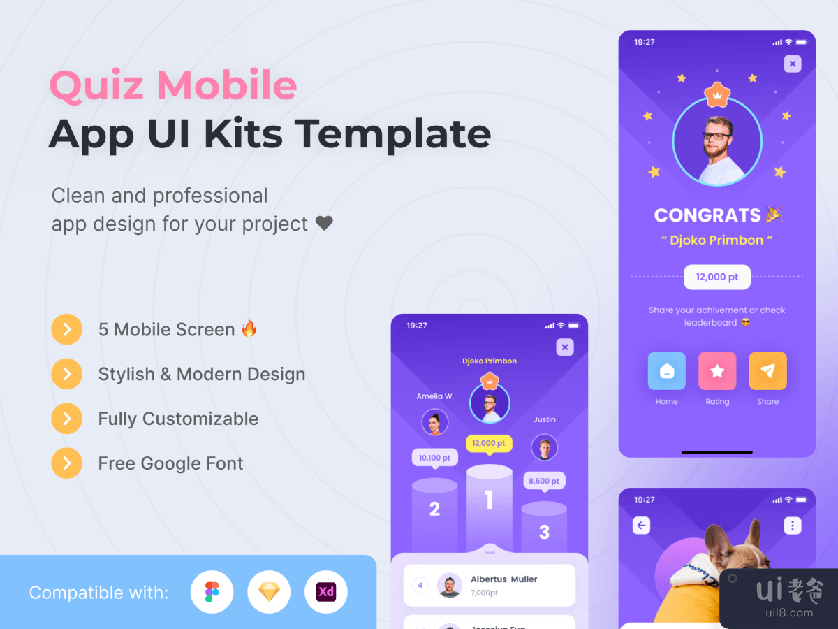 Quiz Mobile App UI Kits Template