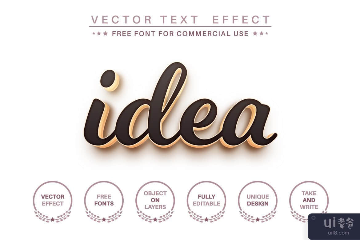 深金色 - 可编辑的文本效果、字体样式(Dark gold - editable text effect,  font style)插图1