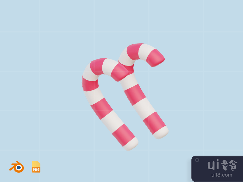Candy Cane - 3D Winter Illustration