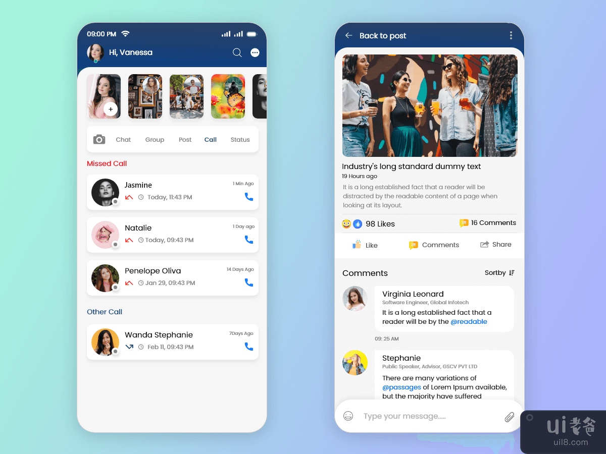 聊天和社交通信移动应用程序 UI 套件(Chat and Social Communication Mobile App UI Kit)插图3