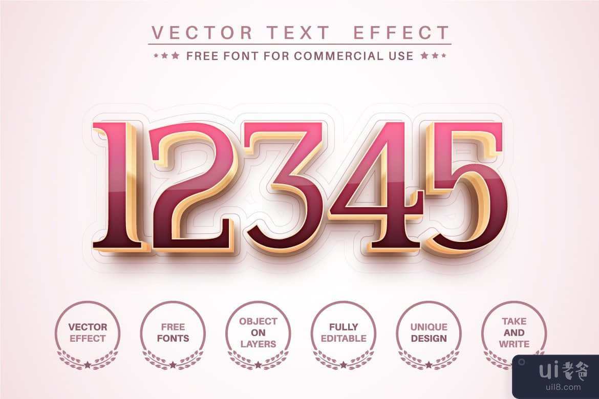 粉红金-可编辑的文字效果，字体样式。(Pink gold - editable text effect,  font style.)插图3