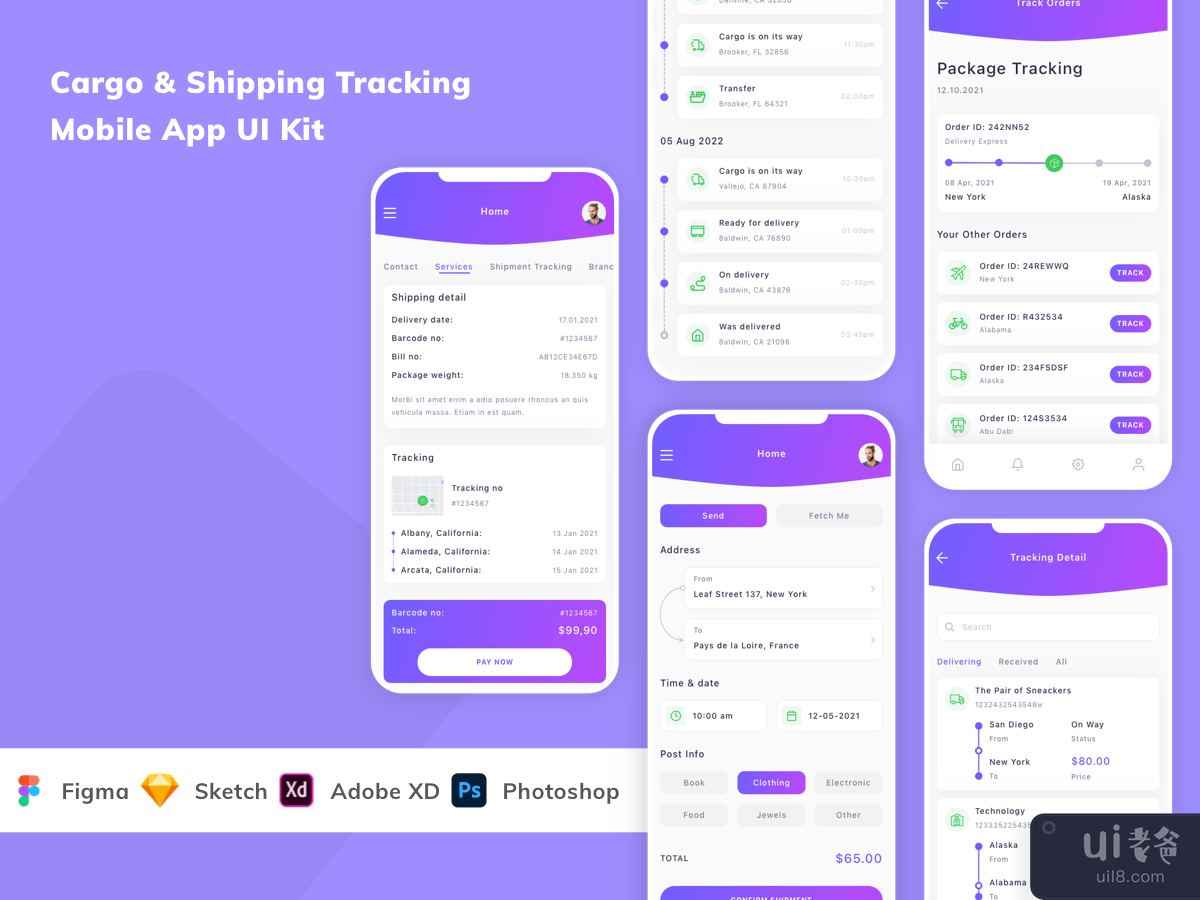 Cargo & Shipping Tracking Mobile App UI Kit