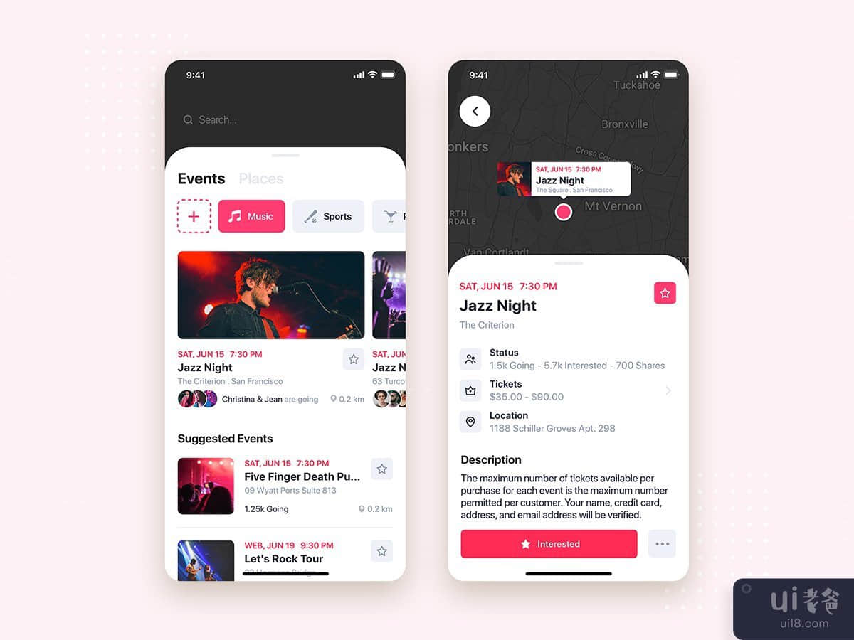 Music Event Mobile App UI Kit Template