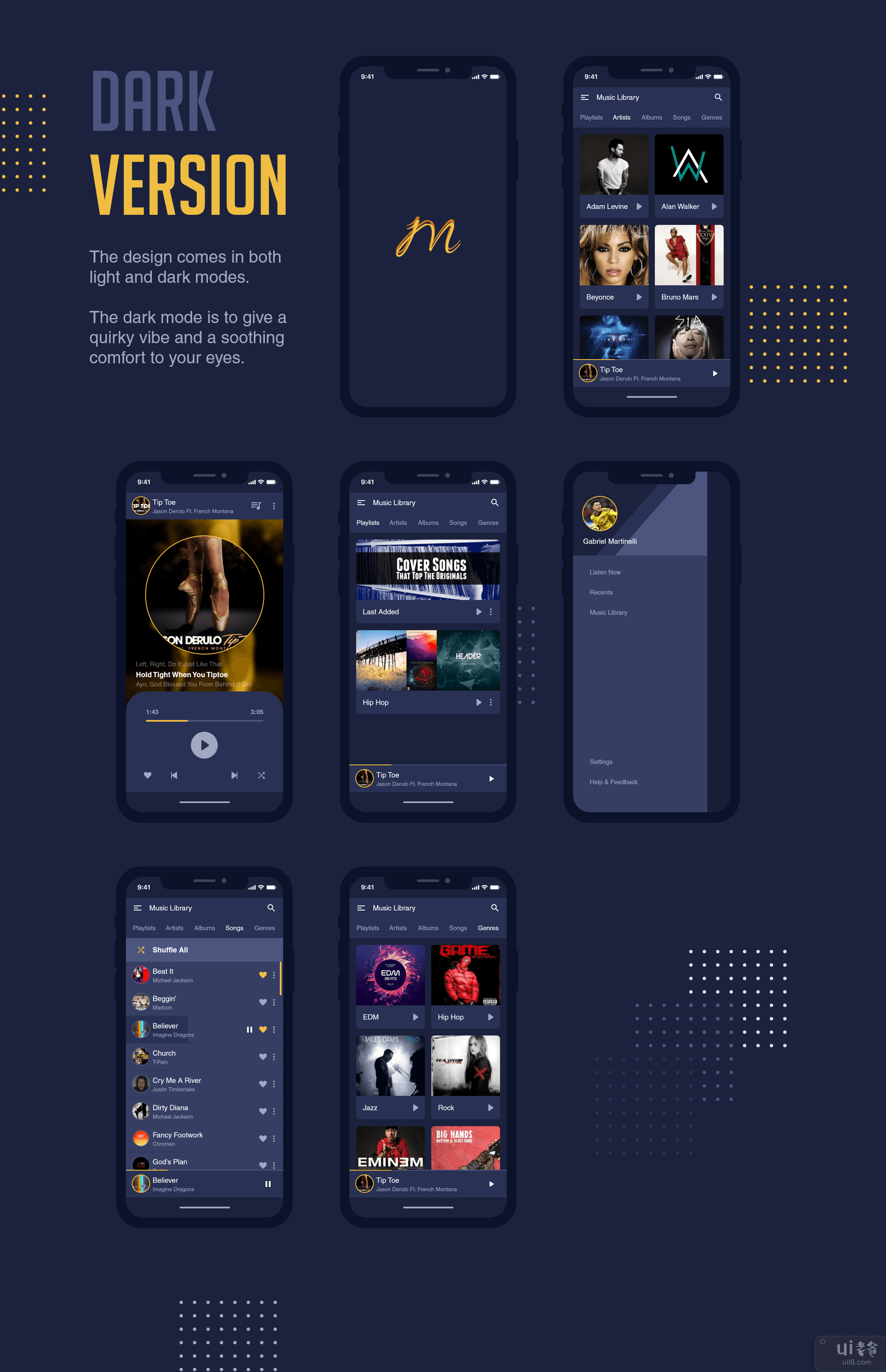 音乐应用程序 UI 套件设计(Music Application UI Kit Design)插图1