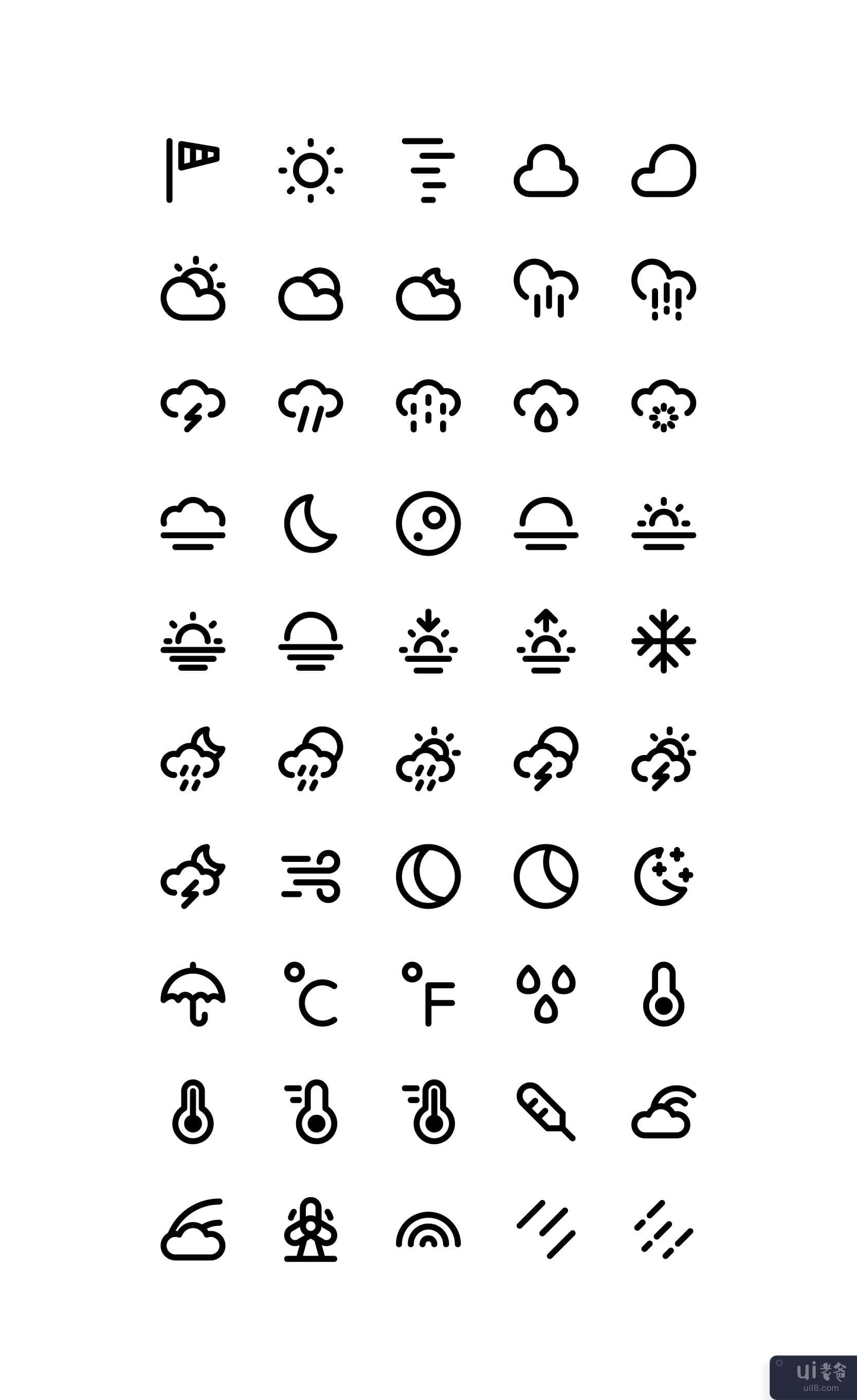 天气图标集矢量(Weather icon set vector)插图