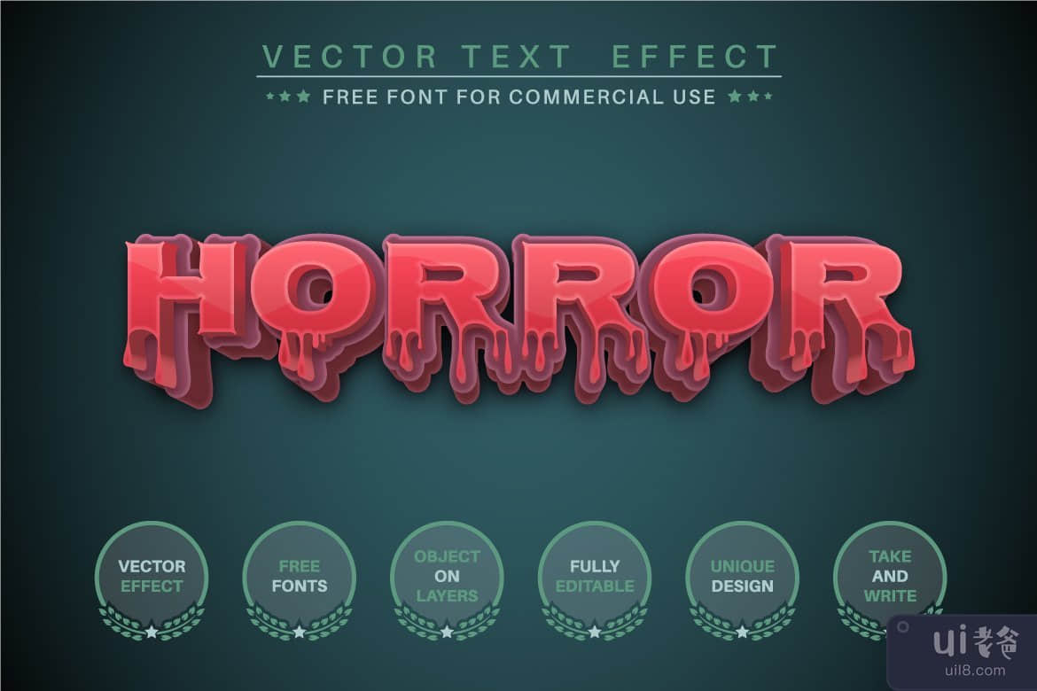 血万圣节-可编辑的文字效果，字体样式。(Blood Halloween - editable text effect, font style.)插图