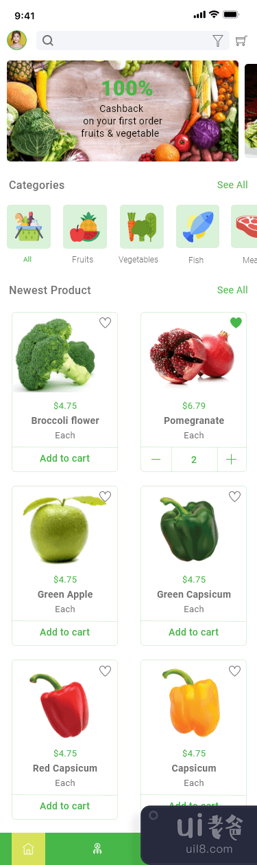 杂货店购物全应用 UI 设计(Grocery Shopping Full App UI Design)插图3
