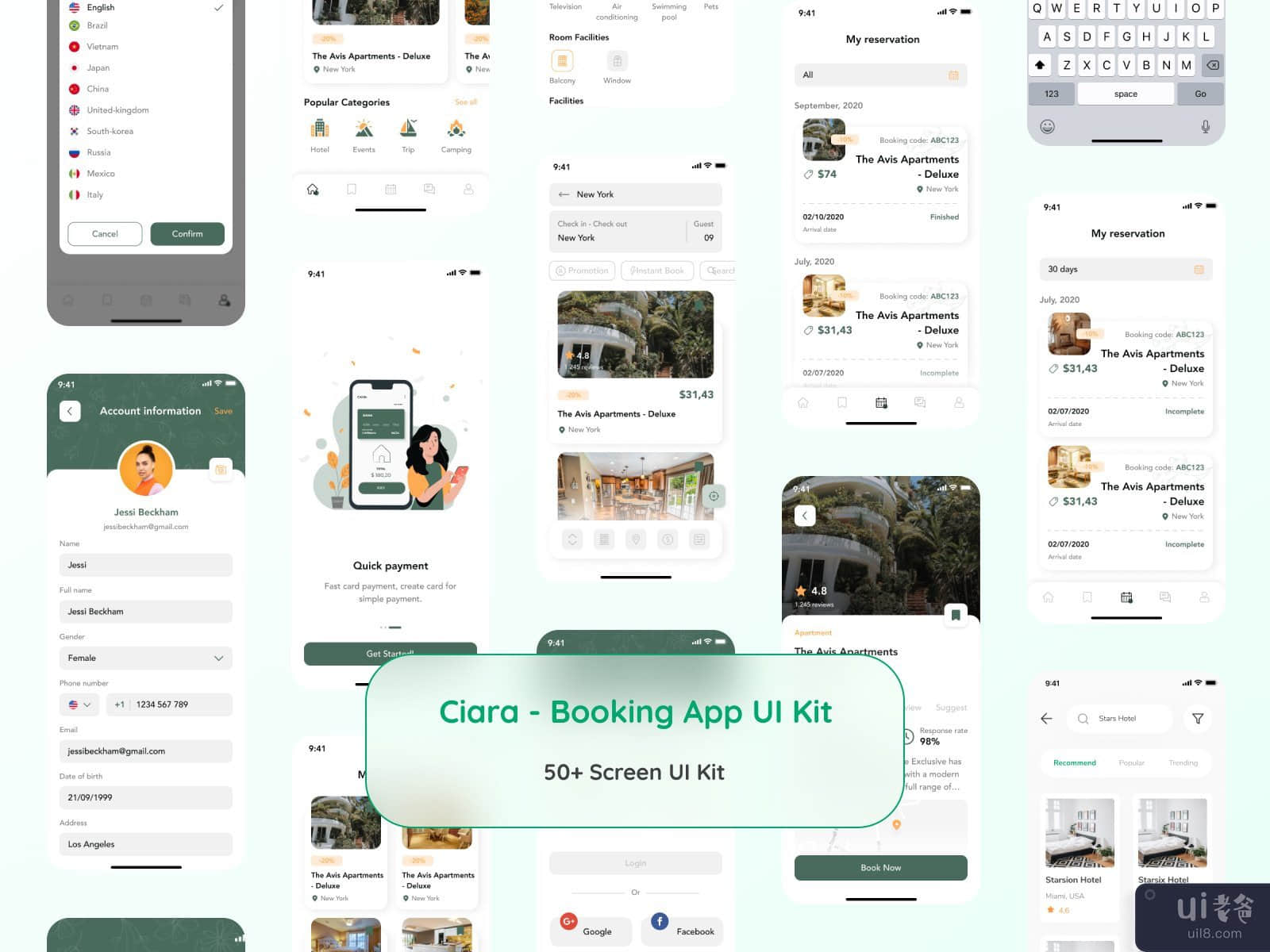 Ciara - Booking App UI Kit