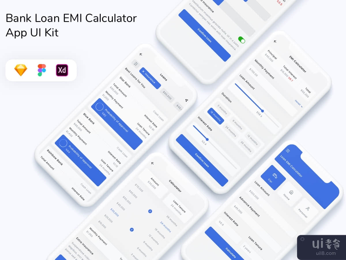 Bank Loan EMI Calculator App UI Kit