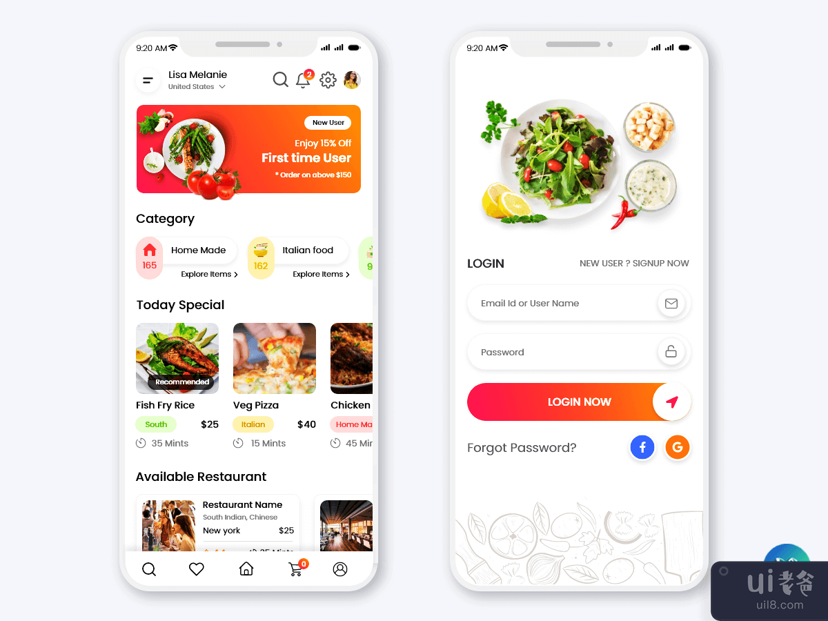 食品订购和交付移动应用程序 UI 套件(Food Order and Delivery Mobile App UI Kit)插图3