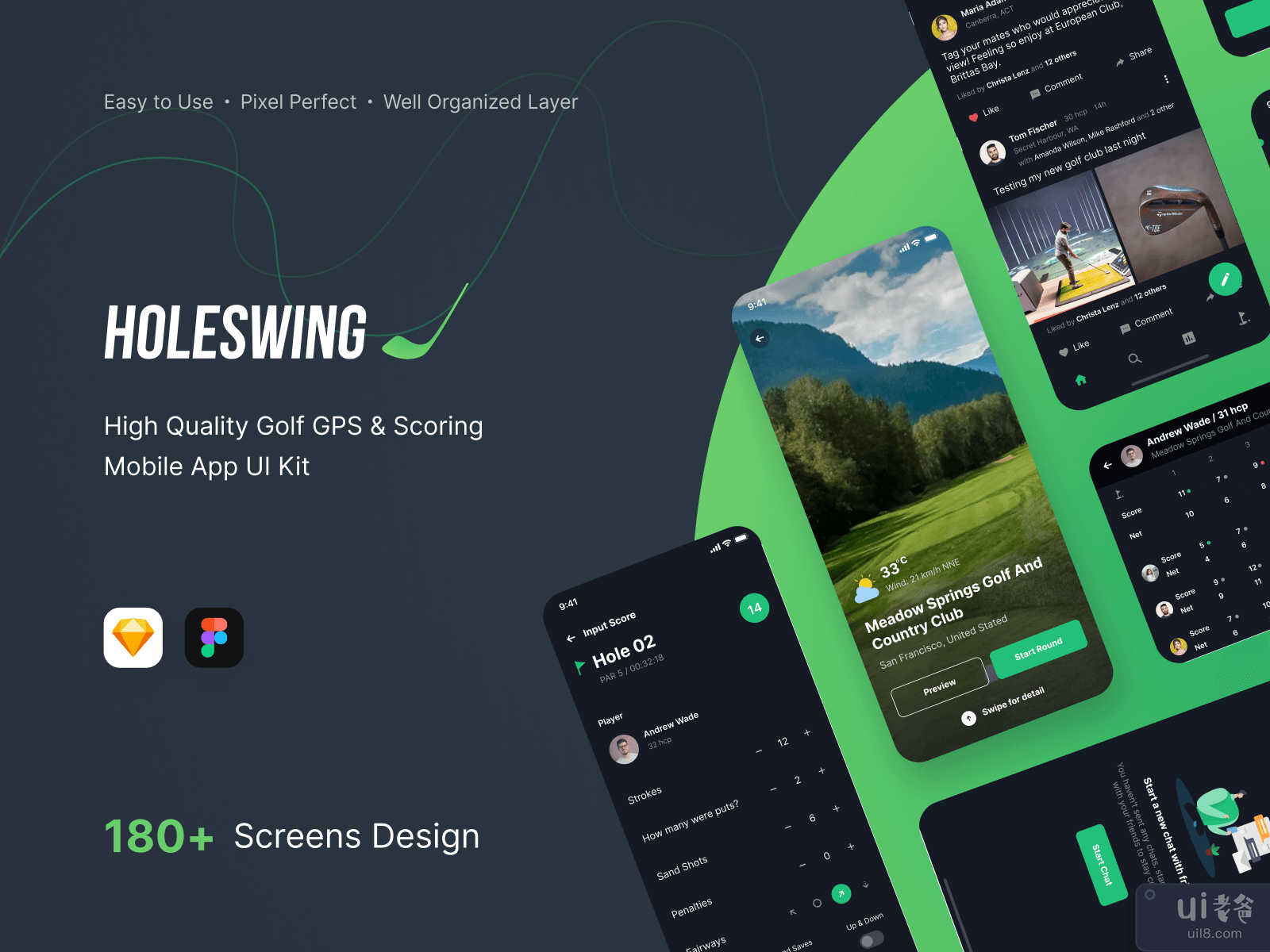 Holeswing - 个人资料和关注页面（黑暗模式）(Holeswing - Profile and Follow Page (Dark Mode))插图