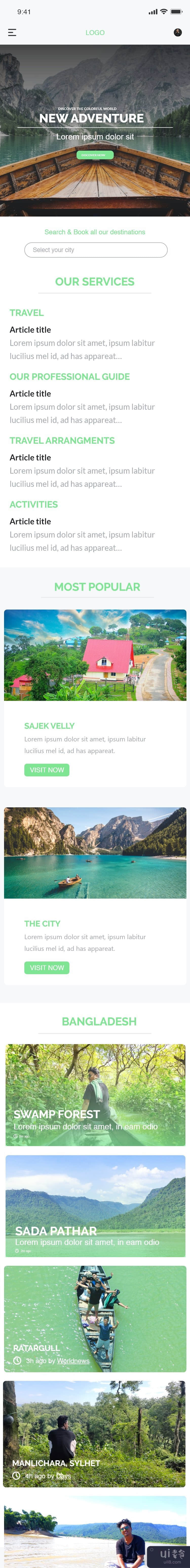 旅游网站模板UI设计(Tour and Travel website template UI design)插图1