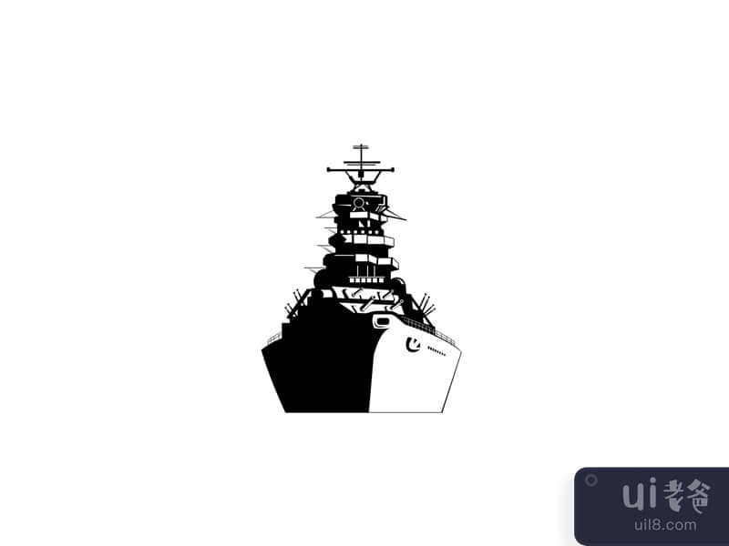 American or United States Battleship Warship Naval Fighting Ship Retro 