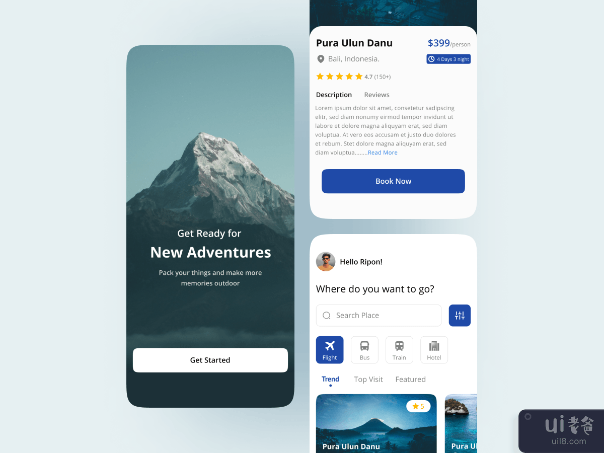旅游移动应用概念(Travel Mobile App Concept)插图