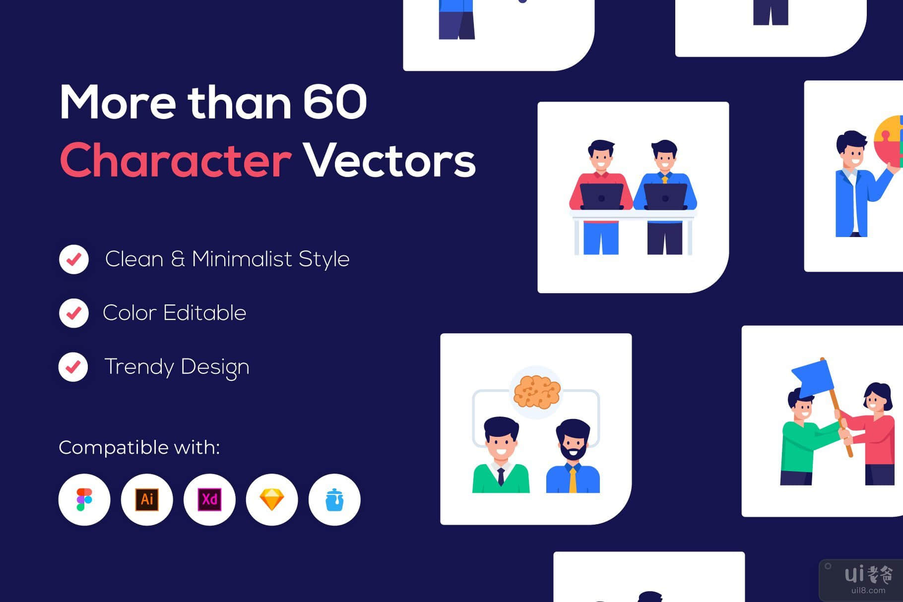 70 团队合作字符矢量图标(70 Teamwork Character Vector Icons)插图6