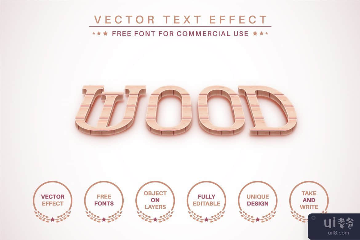 木工艺 - 可编辑的文字效果，字体样式(Wood Craft -  Editable Text Effect, Font Style)插图2