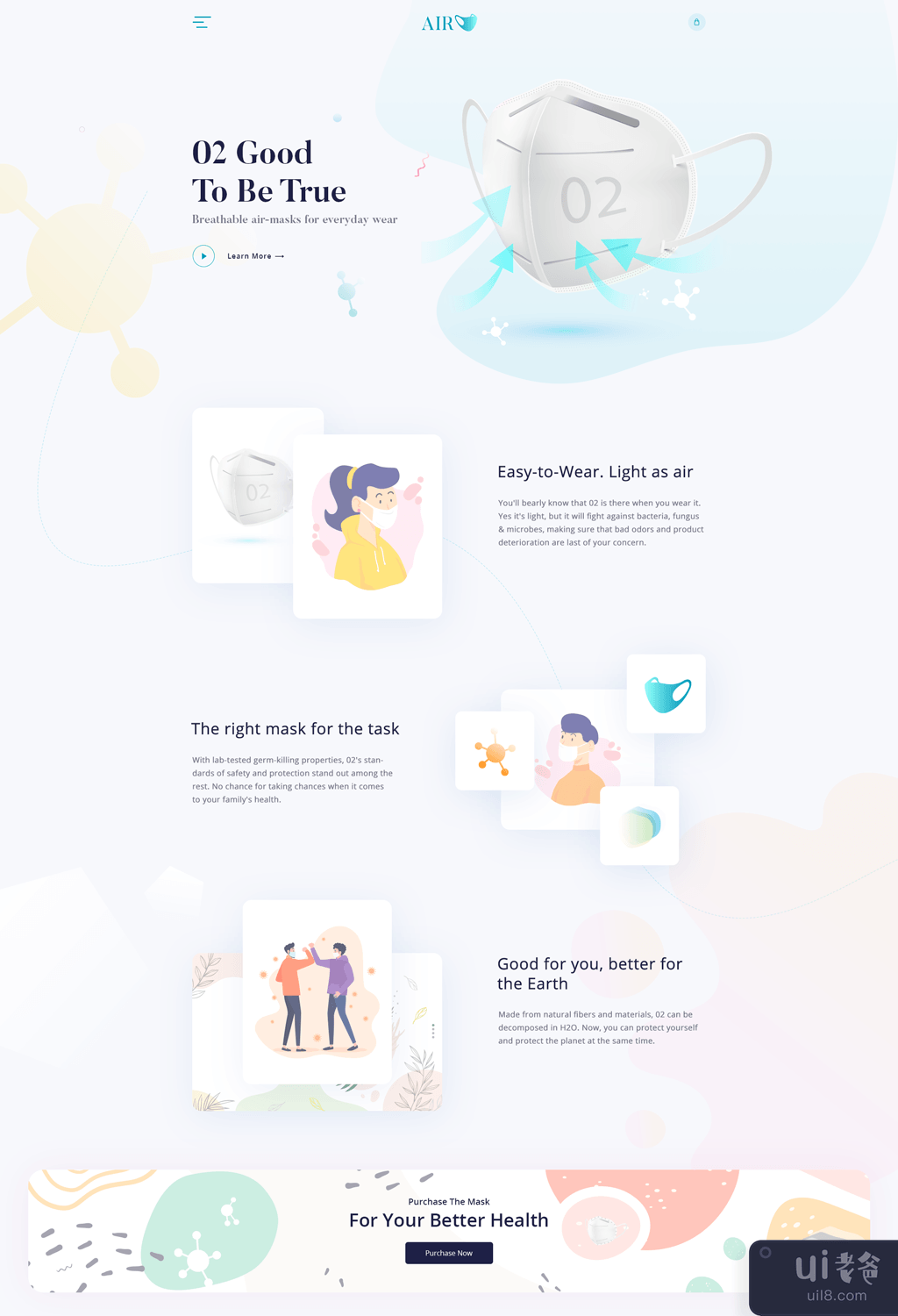 AirMask - 登陆页面(AirMask - Landing Page)插图