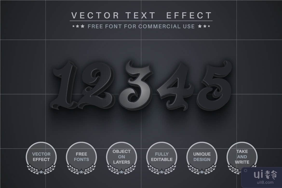 黑色橡胶 - 可编辑的文本效果、字体样式(Black rubber - editable text effect, font style)插图2