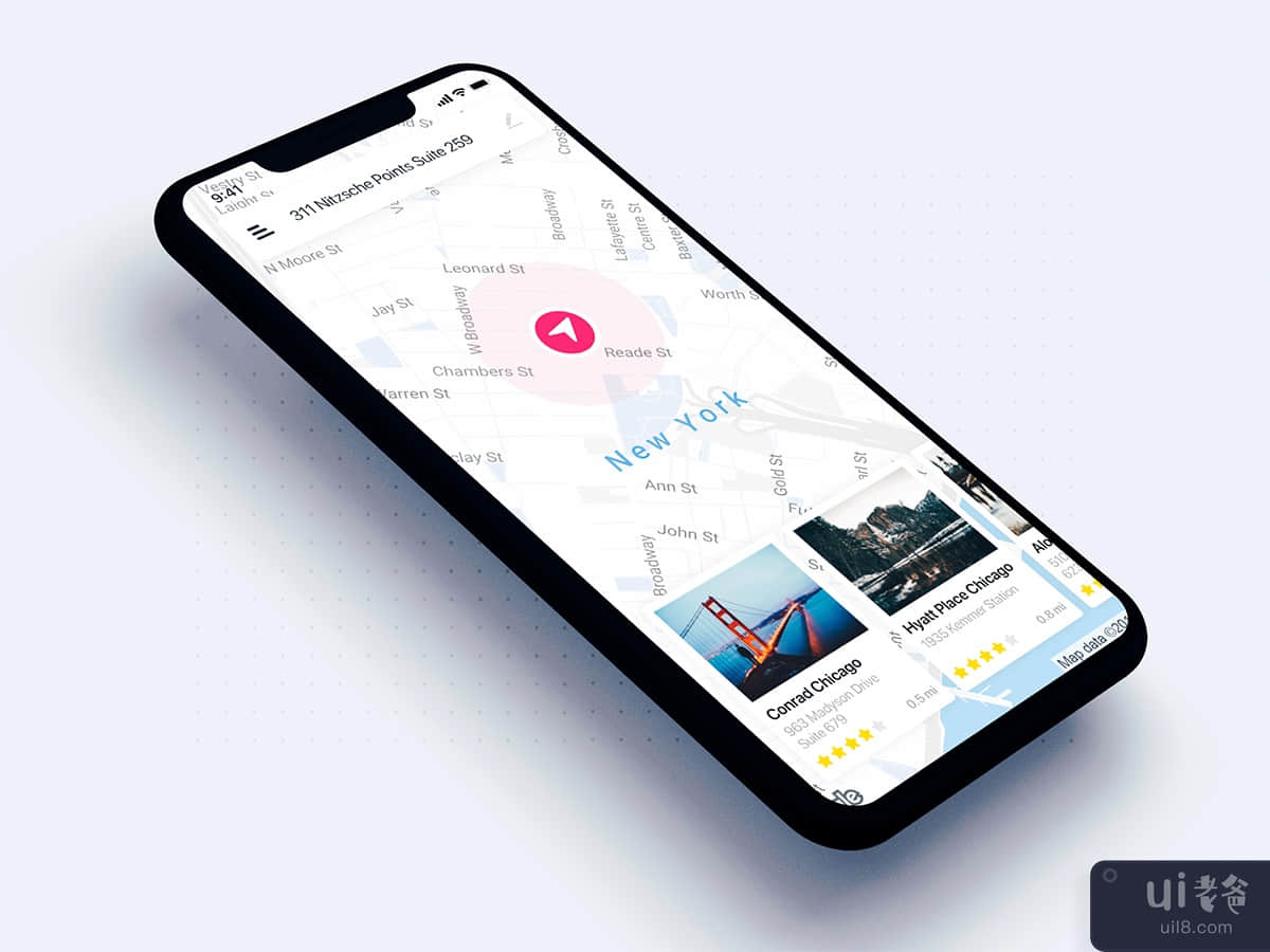 Map search UI mobile for Travel app