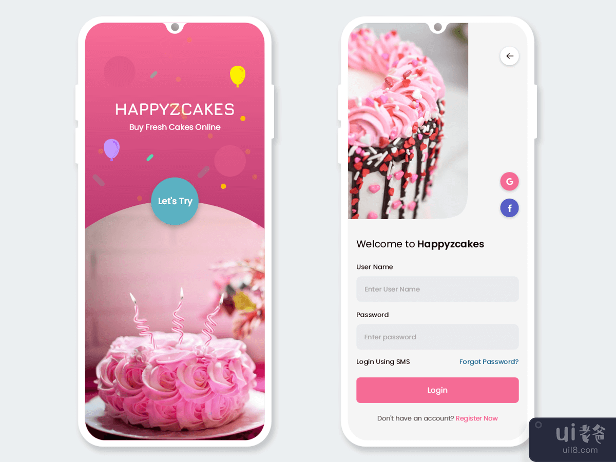 在线购买蛋糕移动应用程序 UI 套件(Buy Cakes Online Mobile App UI Kit)插图3
